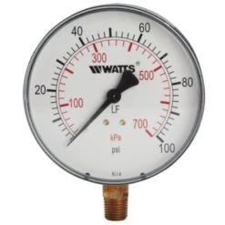 Watts 1/4" Lead Free Pressure Gauge 0 To 100 PSI